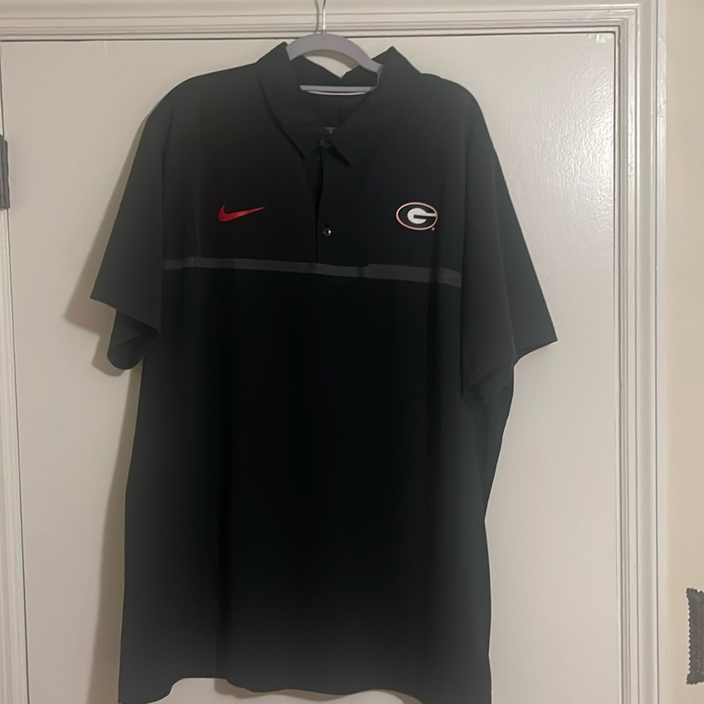 UGA Bulldog, team issued Nike polo, black